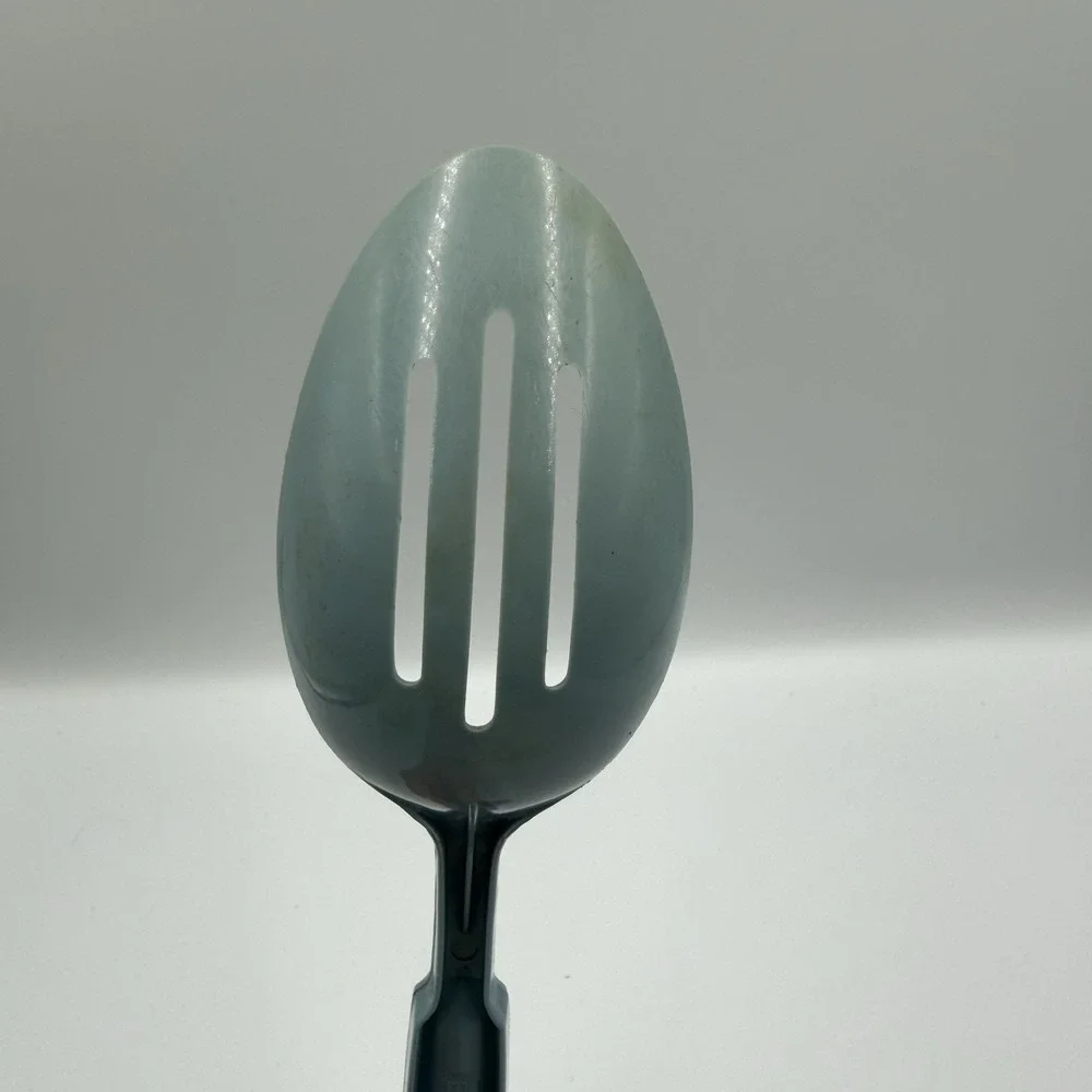 Vintage EKCO Blue Slotted Serving Spoon‎ USA Plastic Kitchen Utensil